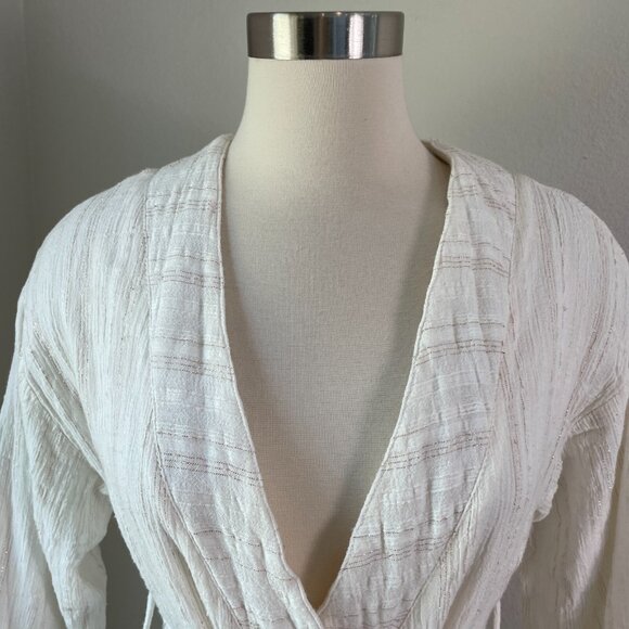 HEI HEI ANTHROPOLOGIE Womens XS Kimono Jacket Metallic Striped Lagenlook - Picture 3 of 13